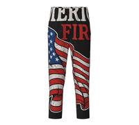 KPXXAQT America Prima Stampa Sonno Tempo Libero Pantaloni Comodi Fit Pigiama Pantaloni Pantaloni Relax Comodo, Nero , XS(5-6)