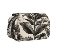 KPXXAQT Astuccio per penne a doppio strato con stampa floreale con erbe botaniche, 2 tasche, per viaggi, ufficio, forniture artistiche, facile da pulire