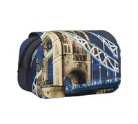 KPXXAQT Astuccio portapenne a doppio strato con stampa Tower Bridge in Londra, 2 tasche, per viaggi, ufficio, facile da pulire