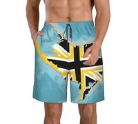 KPXXAQT Bahamas mappa della bandiera con stampa a tre colori pantaloncini da spiaggia funzionali ad asciugatura rapida elegante costume da bagno confortevole vacanze estive, bianco, S