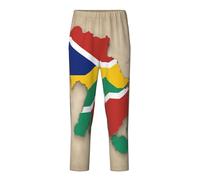 KPXXAQT Bandiera delle Seychelles mappa come una rana Stampa Sonno Tempo libero Pantaloni Comodi Fit Pantaloni Pigiama Pantaloni Relax Comodo, Nero , S