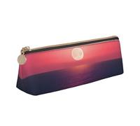 KPXXAQT Bright Moon at Sea Hippie stampa alla moda astuccio grande capacità in pelle sacchetto scuola viaggi aula ufficio