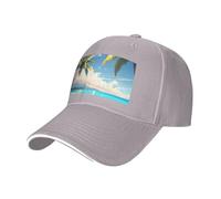 KPXXAQT Cappello da baseball con stampa di palme su mare blu oceano taglia regolabile elegante cappello da sandwich semplicemente aggiungendo un tocco di stile quotidiano, grigio, Taglia unica