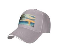 KPXXAQT Cappello da baseball con stampa di palme su mare blu oceano taglia regolabile elegante cappello da sandwich semplicemente aggiungendo un tocco di stile quotidiano, grigio, Taglia unica