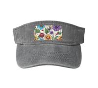 KPXXAQT Colorato Doodle Fiori Stampa Spiaggia Piscina con Fibbia Regolabile Chiusura Classico Moda Casual Cappello per Uomo Donna, grigio, Taglia unica
