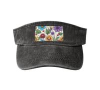 KPXXAQT Colorato Doodle Fiori Stampa Spiaggia Piscina con Fibbia Regolabile Chiusura Classico Moda Casual Cappello per Uomo Donna, Nero , Taglia unica