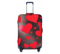 KPXXAQT Copertura universale elasticizzata per valigie con stampa di cuori rossi e fuochi d'artificio per viaggi d'affari, Nero , XL, Bagaglio a mano