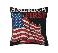 KPXXAQT Federa per cuscino quadrata con stampa America First per soggiorno, facile da pulire, cerniera invisibile