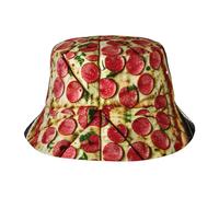 KPXXAQT Grande cappello universale a tesa larga con stampa pizza, protezione solare, comodo per avventure all'aria aperta, nero