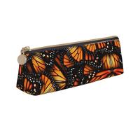 KPXXAQT Heaps of Orange Monarch Butterflies Print Fashion Pencil Case Large Capacity Leather Pouch School Travel Classroom Office