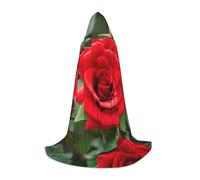 KPXXAQT Mantello con cappuccio con stampa di rose rosse, per cosplay, carnevale, feste, feste, feste a tema