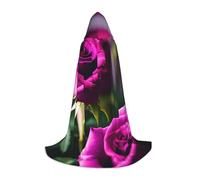 KPXXAQT Mantello con cappuccio con stampa di rose viola, per cosplay, carnevale, feste, feste, feste a tema
