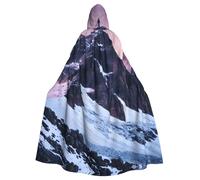 KPXXAQT Mantello con cappuccio da viaggio con stampa di montagna per adulti, per carnevale, feste in maschera, abbigliamento stagionale