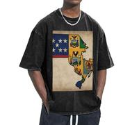 KPXXAQT New Jersey Flag Map03 Stampa Facilità Accogliere diversi tipi di corpo Casual Manica Corta Traspirabilità Moda, Nero , S