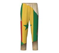 KPXXAQT Senegal mappa della bandiera con stella verde Stampa Sonno Tempo libero Pantaloni Comodi Fit Pantaloni Pigiama Pantaloni Relax Comodo, Nero , 10-12