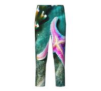 KPXXAQT Stampa Stella Marina Dormire Tempo Libero Pantaloni Comodi Fit Pantaloni Pigiama Pantaloni Relax Comodo, Nero , XS(5-6)