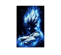 KPYHLXZE Vegeta Super Saiyan - Poster decorativo da parete su tela, stampa moderna, per camera da letto, 60 x 90 cm, colore: blu