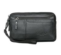 KPYWZER Portafoglio a pochette da uomo in pelle, con cinturino da polso