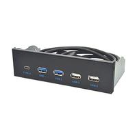 Kqcibz Pannello frontale USB 3.1 Gen2 da 5,25 pollici Hub USB 2 porte USB 3.0+2 porte USB 2.0+1 porta Type-C con connettore di tipo E, nero, 513699