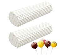 KQDRAVINE 100 bâtonnets pour Cake Pops, Bastoncini en Papier pour Cake Pops, bâtonnets pour sucettes DIY chocolats bonbons,15 cm x 3,5 m Blancs