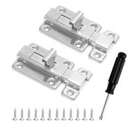 KQDRAVINE 2 Pezzi Serratura Scorrevole in Acciaio Inox con 12 Viti, Chiavistello Scorrevole in Acciaio Inox con Cacciavite a Croce, Chiavistello Scorrevole su Entrambi i Lati, Chiusura per Porte
