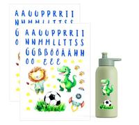 KQDRAVINE 2 Stickers Aesthetic per Bottiglie D'acqua Contenitore per il Pranzo Adesivi Personalizzati Impermeabili da Sfregare sul Tema Calcio Dinosauri Adesivi Biciclette Murali Bambini