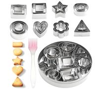 KQDRAVINE 24 Pezzi Formine per Biscotti Include un Pennello, 8 Forme Stampi per Biscotti Stampi in Acciaio Inox, per Preparare Biscotti, Pasticcini e Dessert