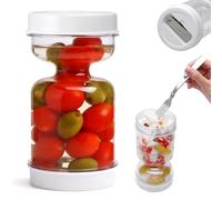 KQDRAVINE Barattoli per Conserve con Forchetta Pieghevole, 700ml Barattolo per Sottaceti con Colino per Alimenti Umidi e Secchi, Barattoli per Cetriolini Sottaceto Olive Kimchi Jalapeños