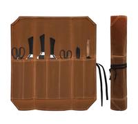 KQDRAVINE Borsa per coltelli da chef con 7 scomparti, porta coltelli da chef, custodia portatile per coltelli in tela, borsa per coltelli a cucchiaio per campeggio all'aperto, cucina barbecue (Khaki)