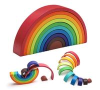 KQDRAVINE Giocattolo impilabile arcobaleno in legno per bambini, 10 pezzi, 10 colori