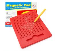 KQDRAVINE Gioco magnetico per bambini, tavolo da disegno magnetico in acciaio con sfera magnetica, giocattolo educativo per bambini a partire dai 3 anni, 21,5 x 17,5 cm, rosso