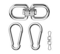 KQDRAVINE Girevole girevole in acciaio inox M8 con 2 moschettoni, grande, giunto girevole in acciaio inox 304 per poltrona sospesa, girevole in acciaio inox per sedia sospesa, sacco da boxe, griglia