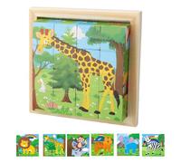 KQDRAVINE Puzzle in Legno 3D, Cubo 6 in 1 Con Motivo Animali per Bambini, Giocattolo Montessori Educativo a Partire Dai 3 4 5 Anni