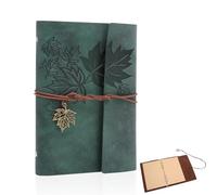 KQDRAVINE Quaderno ad Anelli A5 in Pelle Sintetica con 4 Tasche Porta-Fogli e 1 Righello Segnalibro, Vintage Notebook Quaderno Viaggio Ricaricabile, Quaderni con Anelli per Donna e Uomo