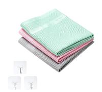 KQDRAVINE Set di 3 Panni Microfibra Cucina e 3 Gancio | SOLO CON Acqua | Panno Rapido Lava e Asciuga Senza Detergenti Strofinacci Cucina Panni Microfibra Stracci Microfibra Microfibra Auto 60x40