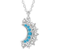 KQFCAZRE Collana di Coppia Simbolo Cosmico Magnetico Collana Sole e Stile Notturno Elegante Accessorio Moda per Coppie, Anniversario, Argento Con Pietre Azzurre