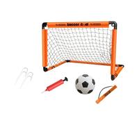 KQFCAZRE Porta da Calcio per Bambini, Gabbia da Gioco Portatile con Pallone Gonfiabile, Pompa, Picchetti, Pieghevole, Adatta per Allenamento a Casa E All'a, Arancione 90x60 cm