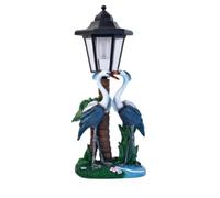 KQFCAZRE Statua con Lanterna Solare Resistente alle Intemperie Statua da Giardino con Lanterna Decorativa Decorazione per Sentiero, Americano, con Statua di Cicogne Blu E Lampada Solare
