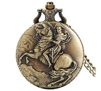 KQISANGM Orologio Da Tasca Vintage Retro 3D Cavallo Napoleone Cassa In Rilievo Orologio Da Tasca Movimento Al Quarzo Collana Con Cacciatore
