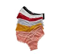 KQISANGM Slip Perizoma Sexy da Donna Comodi Slip Traspiranti Perizoma da Donna alla Moda in Pizzo A Vita Bassa con Parte Posteriore A T Gioielli per Il Corpo Confezione da 6 Pezzi S