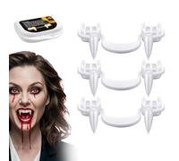 KQLHLHDYZ 3 paia di denti da vampiro, zanne da vampiro per Halloween, denti da vampiro retrattili con scatola portatile, denti finti per feste di Halloween e cosplay