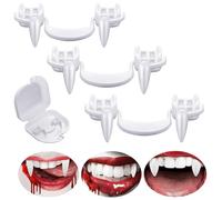 KQLHLHDYZ 3 paia di zanne da vampiro, denti da vampiro per Halloween, denti da vampiro retrattili, denti finti, zanne da vampiro per Halloween, carnevale, feste, giochi di ruolo
