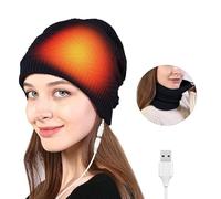 KQLHLHDYZ Berretto riscaldato, riscaldato tramite USB, per donne e uomini, 2 in 1, elettrico, caldo, caldo, per sci, escursionismo (senza batteria), nero