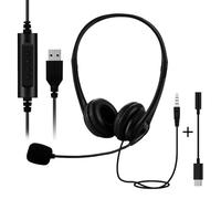 KQLHLHDYZ Cuffie USB per computer, jack da 3,5 mm/USB/Tipo-C, cuffie cablate 3 in 1 con microfono con cancellazione del rumore e controllo del volume muto del microfono, cuffie cablate per call center