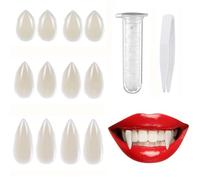 KQLHLHDYZ Denti da vampiro, 6 paia di zanne da vampiro per Halloween, dentiere per feste in maschera di Halloween con adesivi per denti per cosplay e feste di halloween