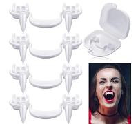 KQLHLHDYZ Denti da vampiro per Halloween, 4 paia di zanne da vampiro, denti da vampiro retrattili, denti finti, zanne da vampiro per Halloween, carnevale, feste, giochi di ruolo