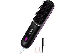 KQLHLHDYZ Piastra per Capelli Senza Fili, Spazzola Aria Calda Ioni Negativi, Pettine 20 Secondi, Riscaldamento Rapido, Design Anti-Scottatura, Per Tutti i Tipi di Capelli, Ricaricabile