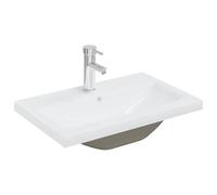KQMNWMR Lavabo da incasso con rubinetto, 61 x 39 x 18 cm, in ceramica | Set completo con miscelatore e scarico pop-up per bagno e WC degli ospiti, ceramica sanitaria di facile manutenzione.