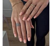 KQueenest Nude Rosa Press On Nails Mandorla Rettangolare Bara Unghie Da Incollare Corto Gel Lucido Gel Finto Nail Unghie Da Incollare Ballerina, Unghie Finte Acriliche Tinta Unita per Donna 30 Pezzi