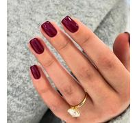 KQueenest Press on Nails - Set di 24 unghie corte da incollare, in tinta unita, quadrate e finte, per donne e ragazze